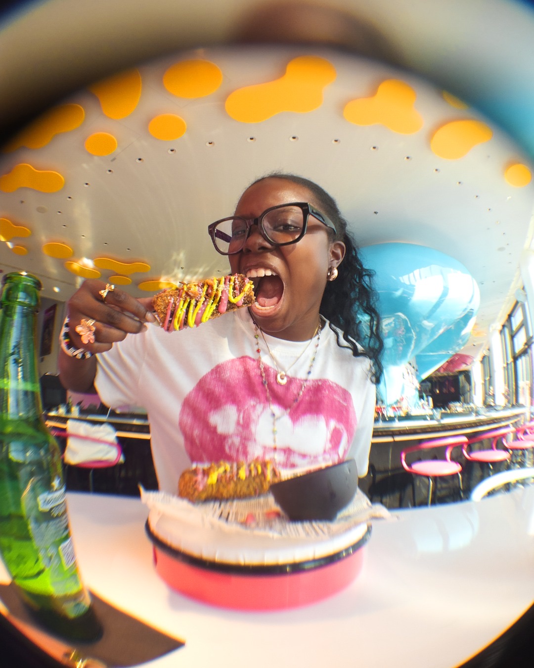 Guest eating at BPM Bar